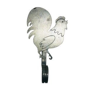 VTG Chicken Kitchen Towel Wall Hook Aluminum Primitive Rustic Country Farmhouse